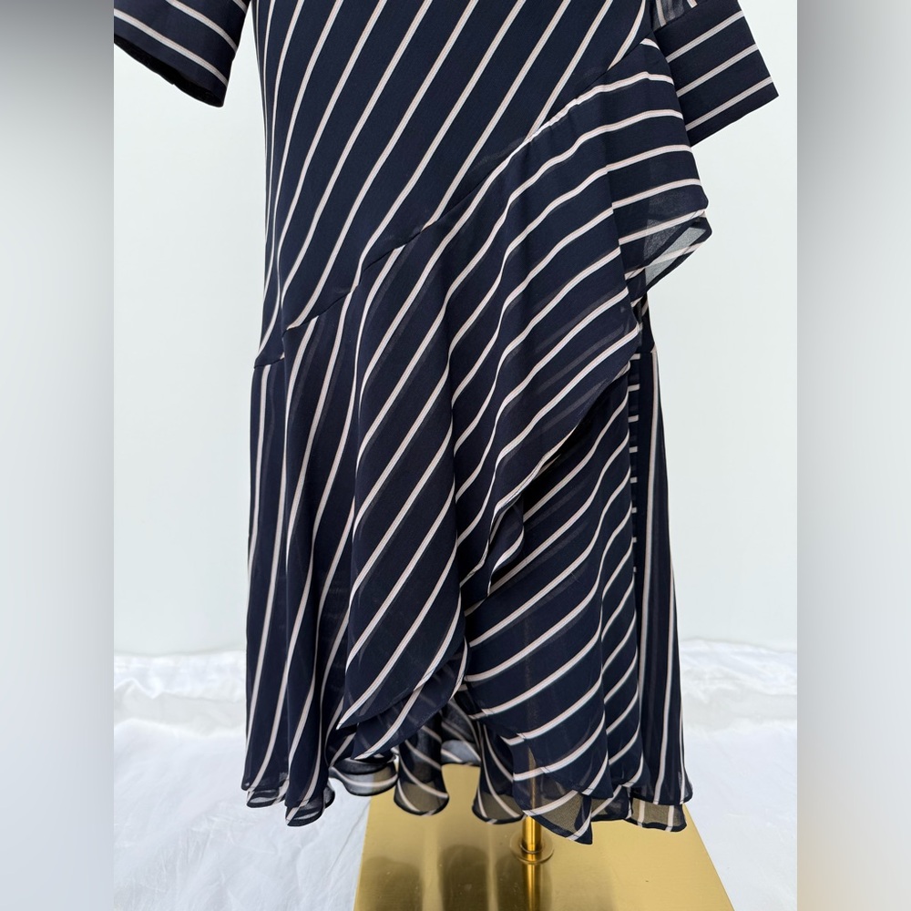 Rachel Roy Collection Striped Midi Wrap Dress Navy White Long Sleeve Sz 2 NWOT - Picture 7 of 14
